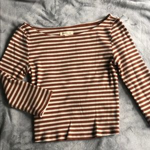 SILENCE+NOISE STRIPED 3/4 SLEEVE TOP